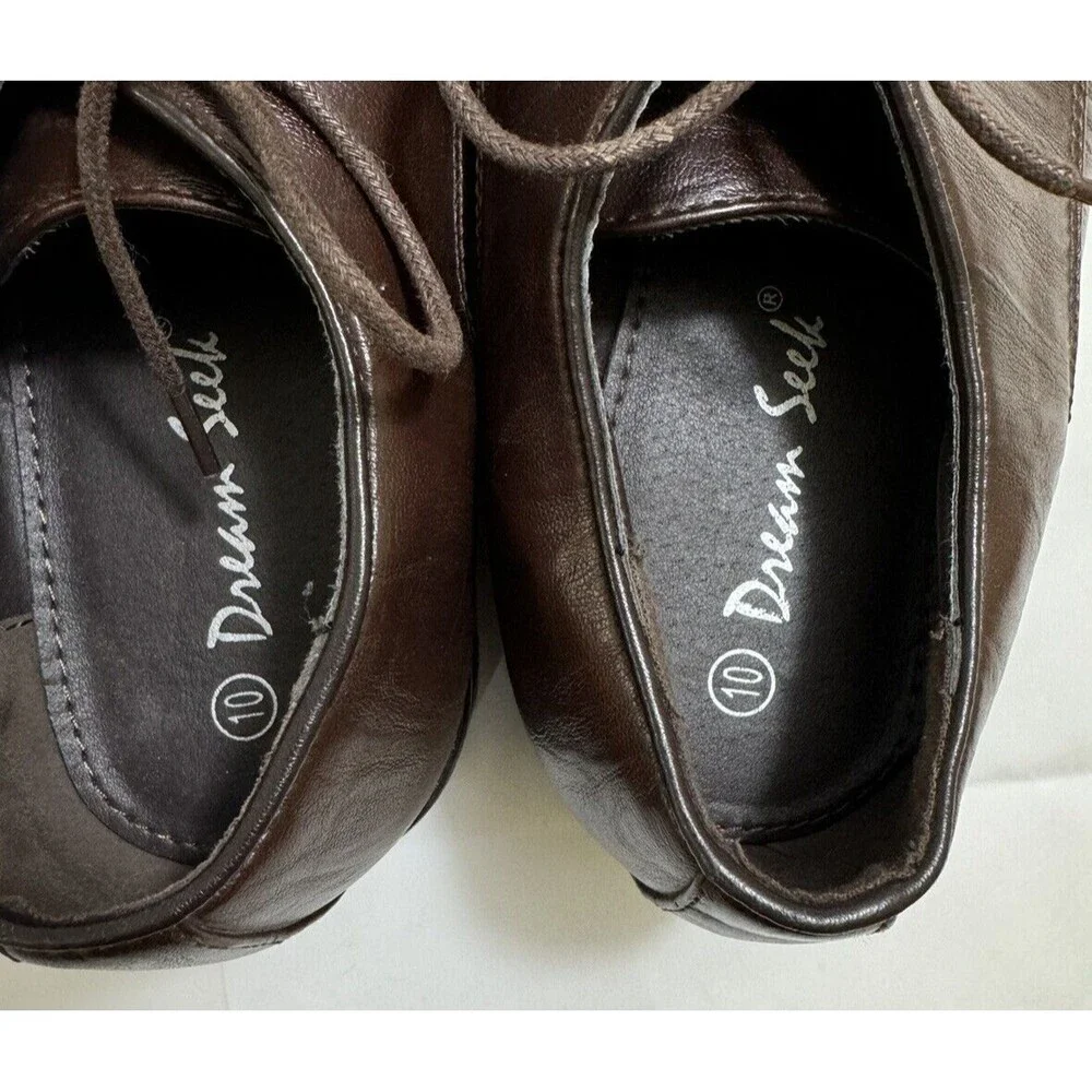 MEN'S DREAM SEEK DRESS SHOE OXFORD DR301 BROWN SIZE‎ 10 LACE UP